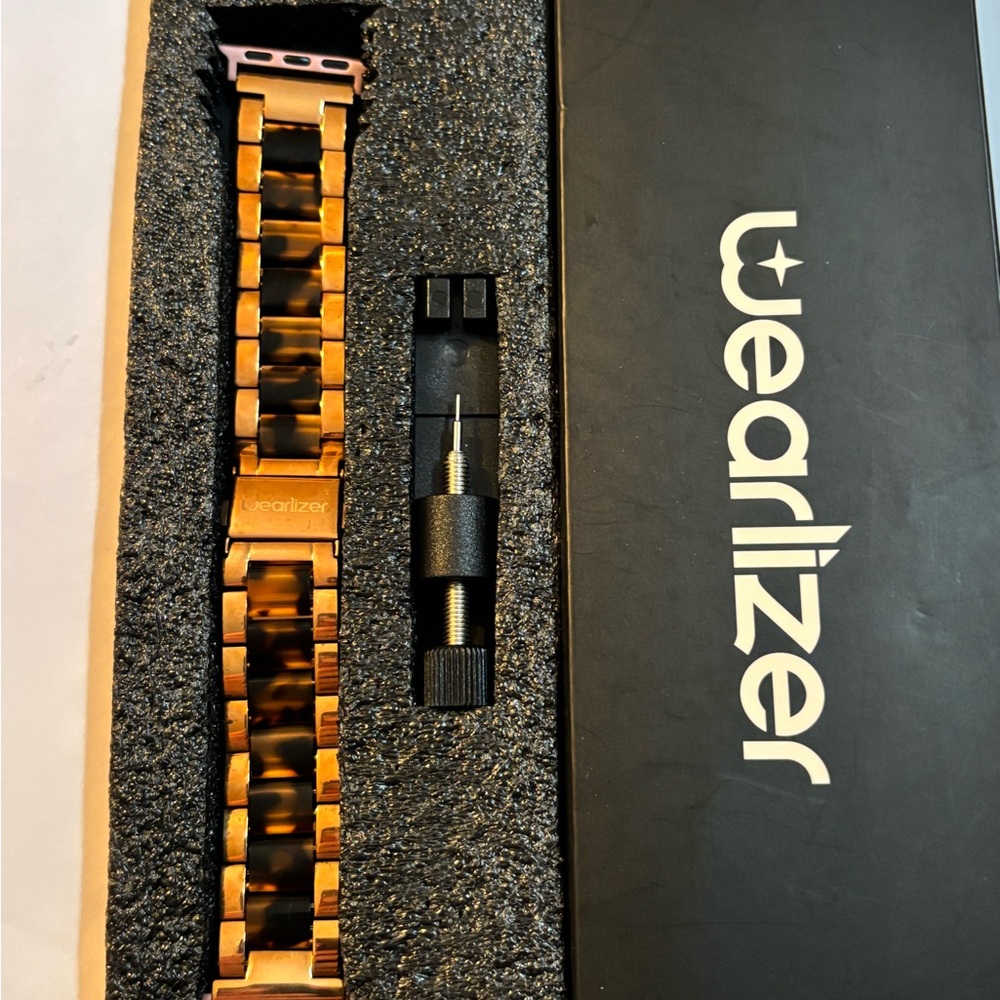 Wearlizer Rose Gold and Black Band With Link Tool For Apple Watches